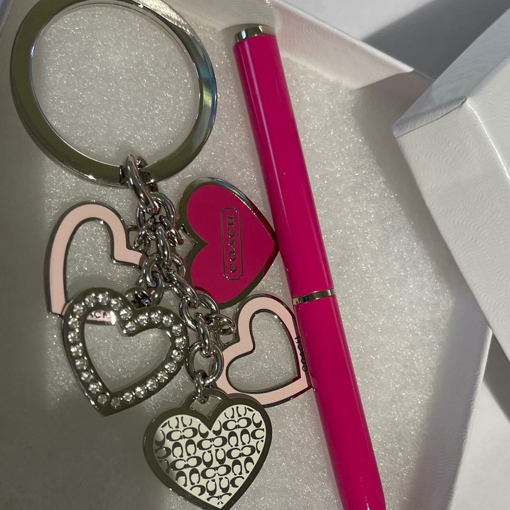 COACH Multi Heart Charm Keychain  with Ink Pen - Picture 2 of 4